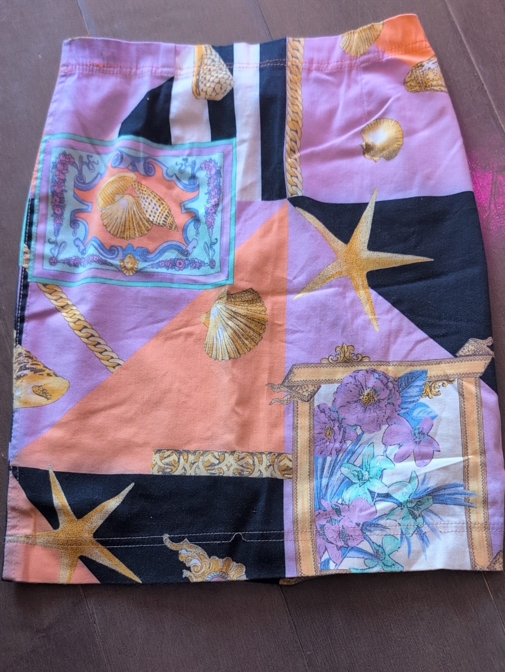 Versace Purple, Peach & Black Mini Skirt
